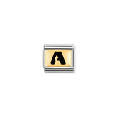 Nomination Composable Classic SCHWARZE BUCHSTABEN Edelstahl und 18K-Gold (01_A)